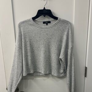 Lulu's Gray Ribbed Crop Top